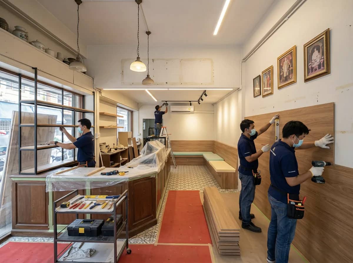 งานตกแต่งร้านในห้างขนาดใหญ่สำหรับคู่มือเปิดร้านในเมกาบางนา