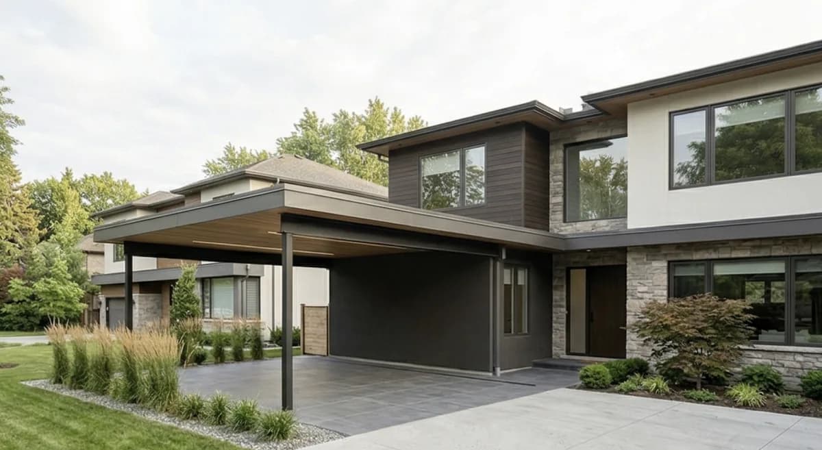 ภาพตัวอย่างต่อเติมบ้านและโรงรถสมัยใหม่สำหรับบทความการขออนุญาตต่อเติมบ้าน